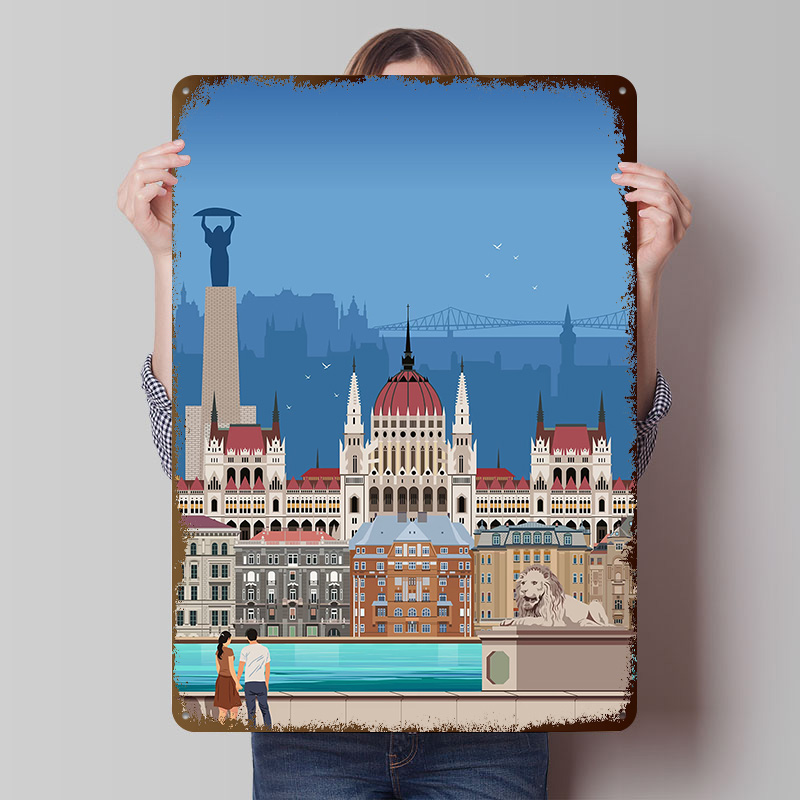 Travel Accessories For Europe - Budapeşte Seyahat Baskı Teneke Poster Özel