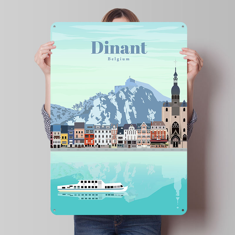Travel Accessories For Europe - Dinant'a Seyahat Baskılı Poster Özelleştirilmiş Retro