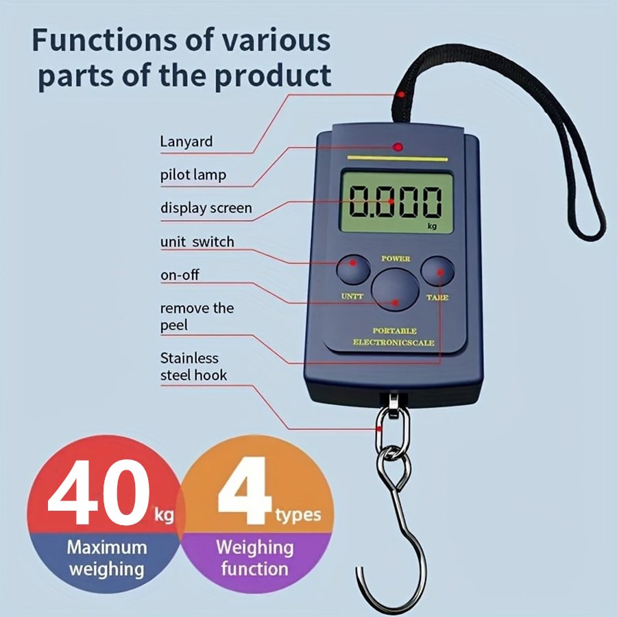 Luggage Scale Hanging - 40 kg Çok Fonksiyonlu Mini Elektronik