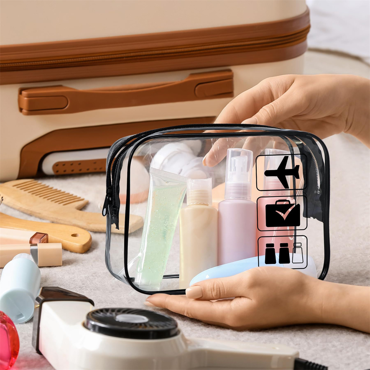 Toiletry Bag Tsa - 1 adet Şeffaf Tuvalet Malzemeleri TSA