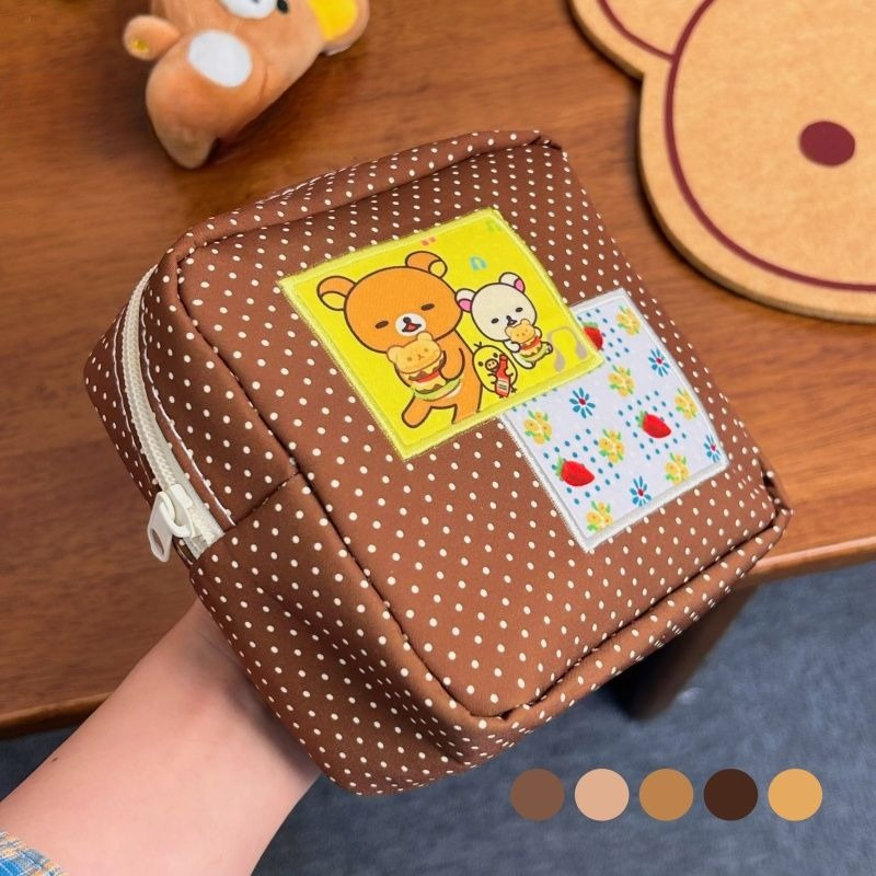 Travel Accessories Toiletry Bag - Rilakkuma Nokta Desenli Makyaj Çantası Sevimli