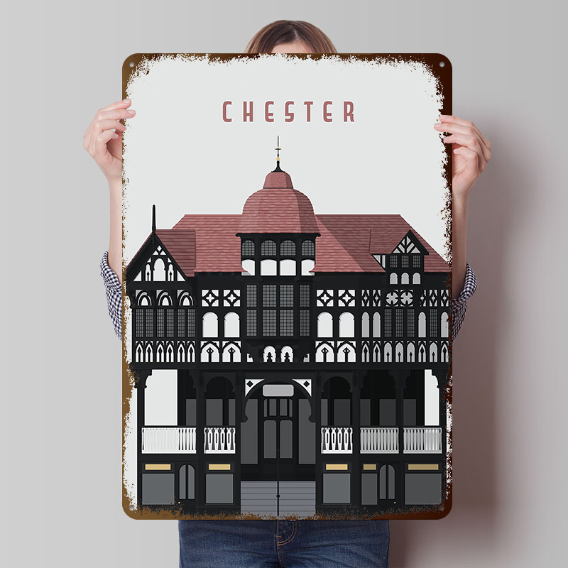 Travel Accessories For Europe - Chester Seyahat Baskı Posteri Özelleştirilmiş Retro