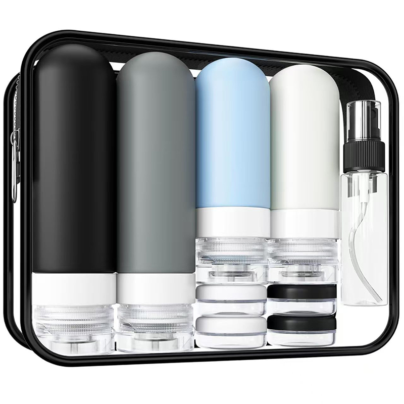 Toiletry Bag Tsa - 17'li Silikon Sızdırmaz Seyahat Şişe Seti,