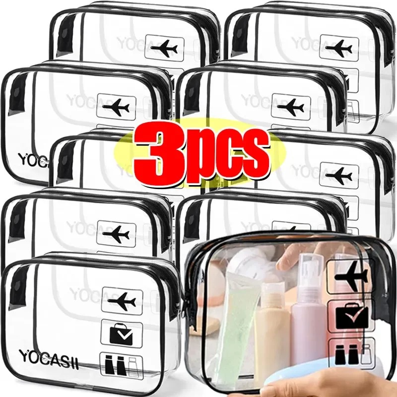 Toiletry Bag Tsa - 1/3 adet Şeffaf Fermuarlı Makyaj Çantası
