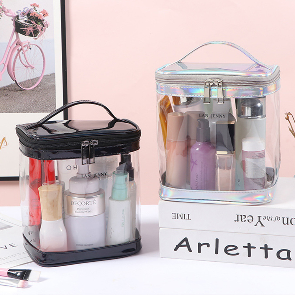 Toiletry Bag Tsa - Şeffaf PVC Makyaj Çantası, Saplı, Şeffaf