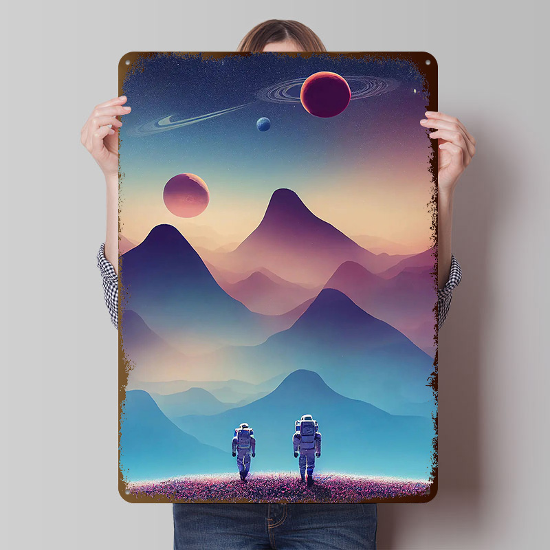 Travel Accessories For Europe - Astronot Seyahat Posteri Özelleştirilmiş Vintage Metal