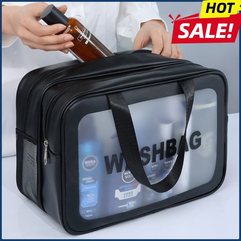 Toiletry Bag Tsa - Kuru-ıslak ayırma çift şeffaf PU makyaj